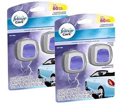 Picture of Febreze Car Vent Clips Air Freshener and Odor Eliminator Midnight Storm Scent 06 oz, 2 Count (2 Pack)
