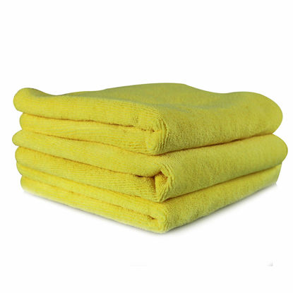 Picture of Chemical Guys MICYELLOW03 Workhorse Professional Microfiber Towel, Yellow (Safe for Car Wash, Home Cleaning & Pet Drying Cloths) 16" x 16", Pack of 3