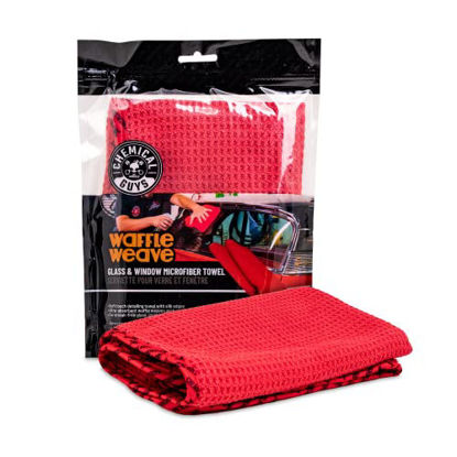 Picture of Chemical Guys MIC707 Waffle Weave Glass and Window Microfiber Towel, Red (24" x 16")