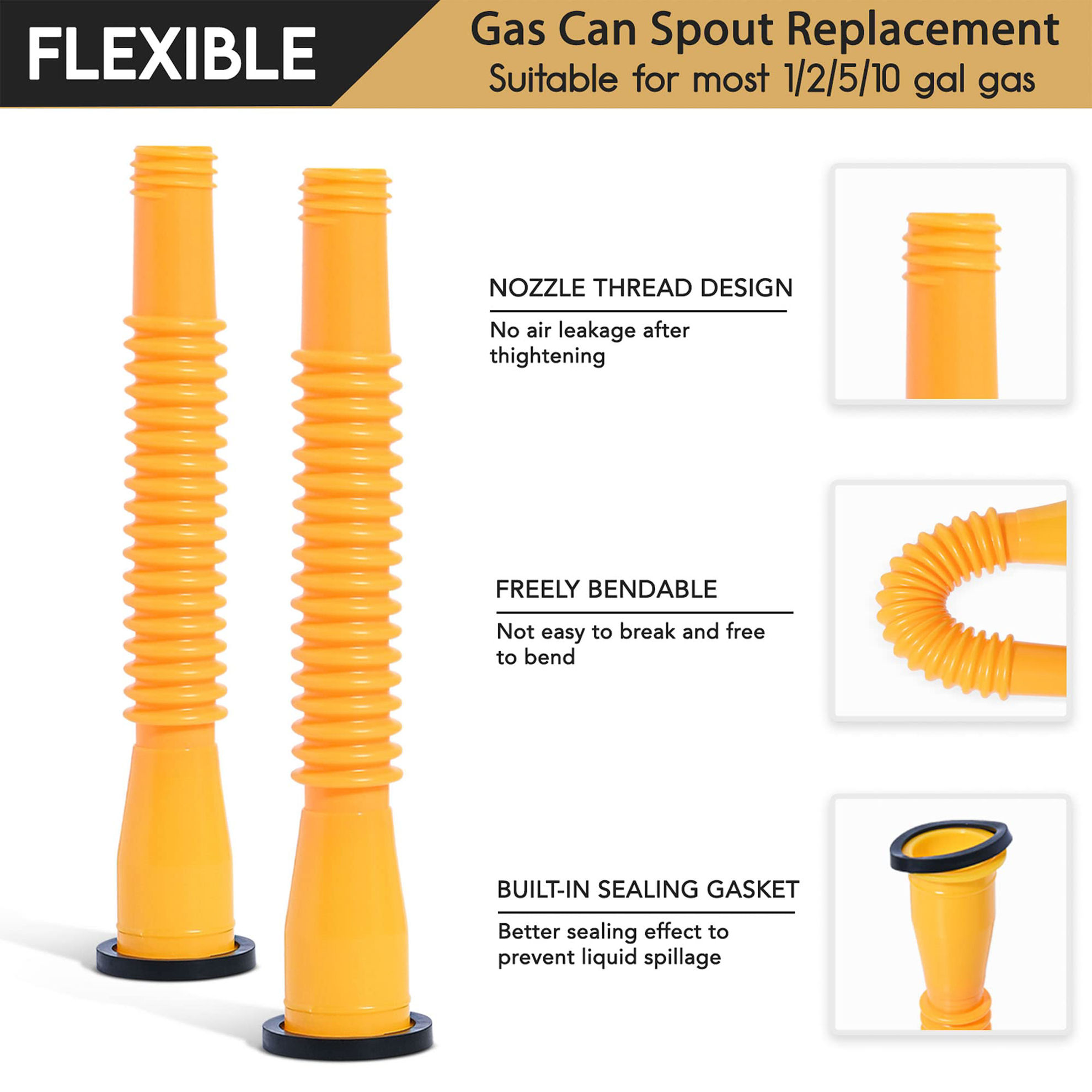Gas Can Spout Replacement, Gas Can Nozzle(3 Kit Yellow