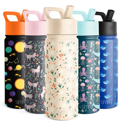 Picture of Simple Modern Kids Water Bottle with Straw Lid | Insulated Stainless Steel Reusable Tumbler for School, Girls | Summit Collection | 18oz, Chloe Floral