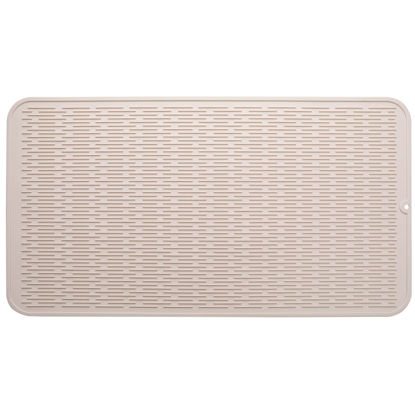 Picture of MicoYang Silicone Dish Drying Mat for Multiple Usage,Easy clean,Eco-friendly,Heat-resistant Silicone Mat for Kitchen Counter or Sink,Refrigerator or Drawer Liner Tapioca XXXXL 32 inches x 18 inches