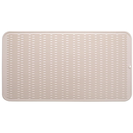 Picture of MicoYang Silicone Dish Drying Mat for Multiple Usage,Easy clean,Eco-friendly,Heat-resistant Silicone Mat for Kitchen Counter or Sink,Refrigerator or Drawer Liner Tapioca XXXXL 32 inches x 18 inches