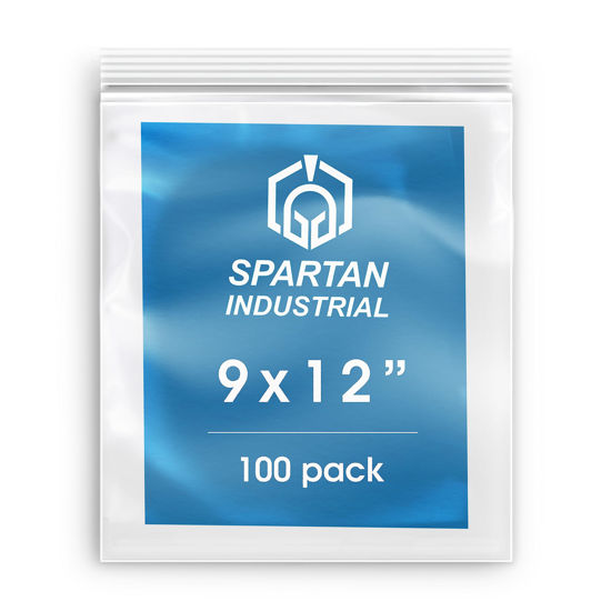 Picture of SPARTAN INDUSTRIAL - 9inch X 12inch (100 Count) 2 Mil Clear Reclosable Zip Plastic Poly Bags with Resealable Lock Seal Zipper