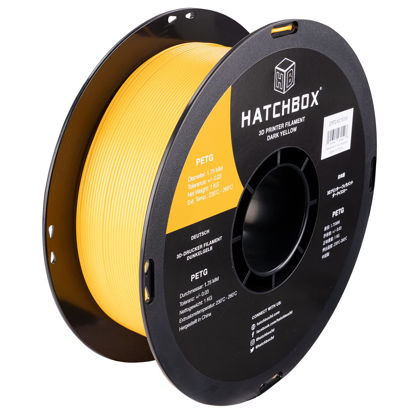 Picture of HATCHBOX 1.75mm Dark Yellow PETG 3D Printer Filament, 1 KG Spool, Dimensional Accuracy +/- 0.03 mm, 3D Printing Filament