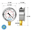 Picture of MEANLIN MEASURE -30~0Psi Stainless Steel 1/4" NPT 2.5" FACE DIAL Vacuum Pressure Gauge, Lower Mount, with 1/4" x 1/2" NPT and 1/4" x 3/8" NPT Hex Bushing