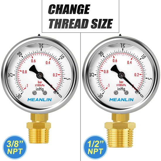 GetUSCart- MEANLIN MEASURE -30~0Psi Stainless Steel 1/4