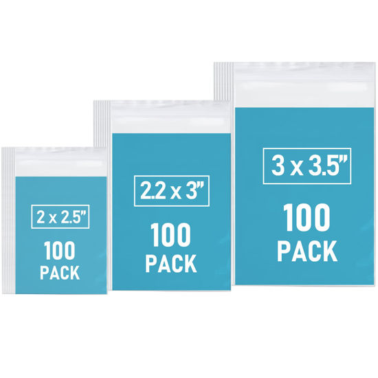 Picture of Small Plastic Bags, 300 PCS Mini Baggies, 3 Assorted Sizes, Transparent Jewelry Bags Reclosable, Clear Zip lock Bags, Resealable Poly Bags for Pill, Beads, Screws, Packaging