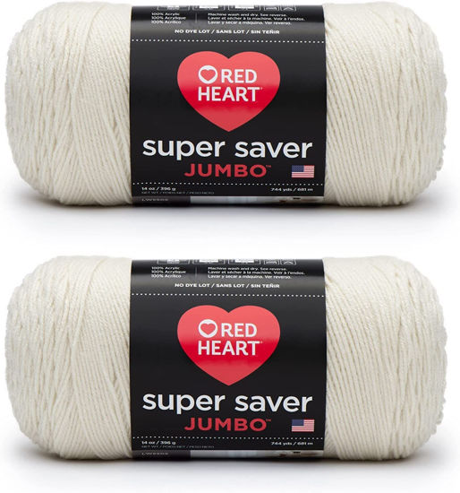 GetUSCart- Red Heart Super Saver Jumbo Aran Yarn - 2 Pack of 396g/14oz -  Acrylic - 4 Medium (Worsted) - 744 Yards - Knitting/Crochet