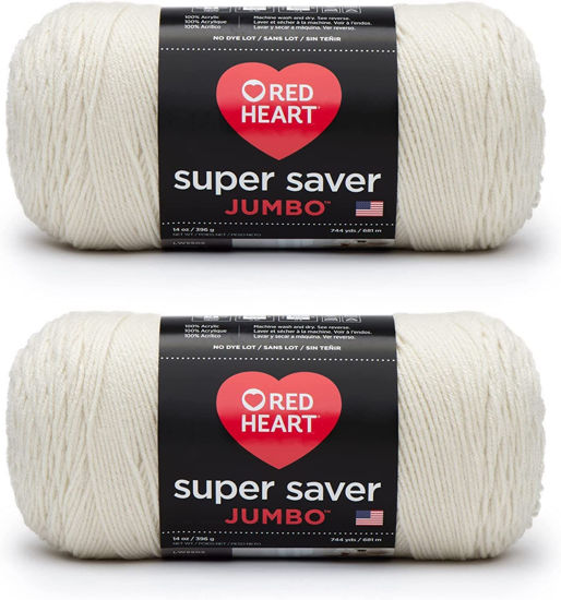 Picture of Red Heart Super Saver Jumbo Aran Yarn - 2 Pack of 396g/14oz - Acrylic - 4 Medium (Worsted) - 744 Yards - Knitting/Crochet