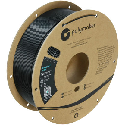 Picture of Polymaker ASA Filament 1.75mm Jet Black ASA, 1kg Heat Resistant Weather Resistant ASA 1.75 Cardboard Spool - PolyLite ASA 3D Printer Filament Jet Black, Perfect for Printing Outdoor Functional Parts