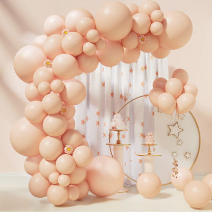 Picture of Pastel Orange Balloons 85 pcs Peach Balloons Garland Arch Kit 5/10/12/18 Inch Different Sizes Pastel Orange Latex Balloons for Gender Reveal Wedding Birthday Party Anniversary Baby Shower Decorations