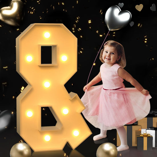 GetUSCart imprsv 3FT Block Marquee Letters Marquee Light Up Letters for Birthday Baby Shower Party Backdrop Decor Large Light Up Letters for Wedding Decorations Engagement Party Decorations Letter