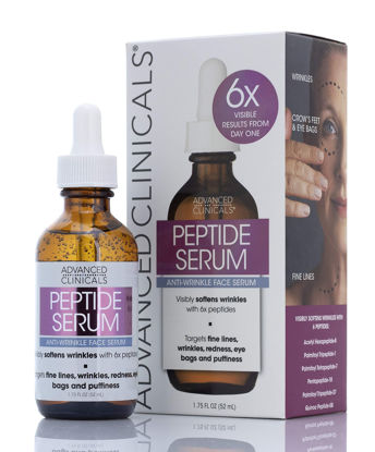 Picture of Advanced Clinicals Peptide Facial Serum Moisturizer Skin Care Oil For Face, Wrinkles, Fine Lines, & Puffiness. 6X Peptide Concentrate Serum W/Collagen Plumps, Lifts, & Evens Skin Tone, 1.75 Fl Oz