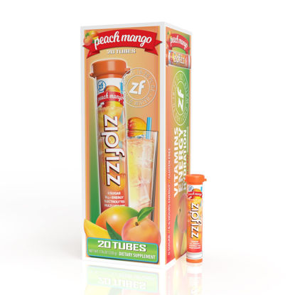 Picture of Zipfizz Energy Drink Mix, Electrolyte Hydration Powder with B12 and Multi Vitamin, Peach Mango (20 Pack)