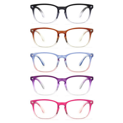 Picture of CCVOO 5 Pack Reading Glasses Blue Light Blocking, Filter UV Ray/Glare Computer Readers Fashion Nerd Eyeglasses Women/Men (B3 Mix, 5.0