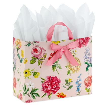 Picture of Hallmark 10" Large Horizontal Gift Bag with Tissue Paper (Vintage Floral with Pink Bow) for Easter, Mother's Day, Bridal Showers, Graduations, New Moms