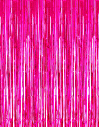 Picture of 2 Pcs 3.2ft x 8.2ft Shiny Hot Pink Metallic Tinsel Foil Fringe Curtains Photo Booth Backdrop for Birthday Wedding Holiday Celebration Bachelorette Party Decorations (Hot Pink)