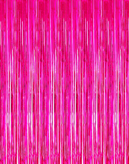 Picture of 2 Pcs 3.2ft x 8.2ft Shiny Hot Pink Metallic Tinsel Foil Fringe Curtains Photo Booth Backdrop for Birthday Wedding Holiday Celebration Bachelorette Party Decorations (Hot Pink)