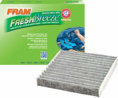 Picture of FRAM Fresh Breeze Cabin Air Filter Replacement for Car Passenger Compartment w/Arm and Hammer Baking Soda, Easy Install, CF10285 for Toyota Vehicles, white