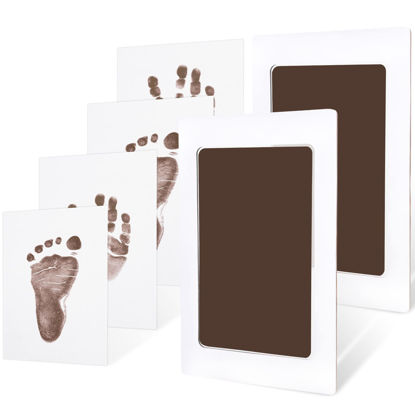 Picture of 2-Pack Inkless Hand and Footprint Kit - Ink Pad for Baby Hand and Footprints - Dog Paw Print Kit,Dog Nose Print Kit - Baby Footprint Kit, Clean Touch Baby Foot Printing Kit, Handprint Kit (Pecan)