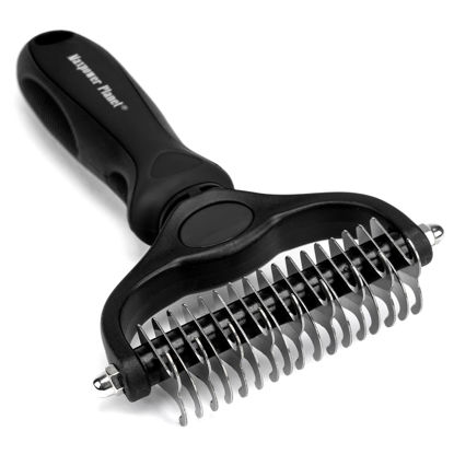 Picture of Maxpower Planet Pet Grooming Brush - Double Sided Shedding and Dematting Undercoat Rake Comb for Dogs and Cats,Extra Wide, Black