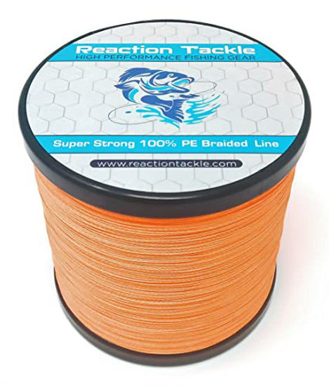 Reaction Tackle Braided Fishing Line Hi Vis Orange 20LB 1500yd