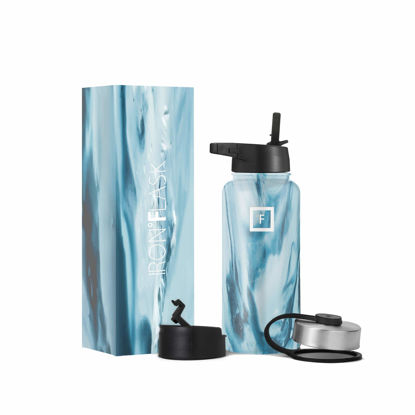 IRON °FLASK Sports Water Bottle - 32oz, 3 Lids (Straw Lid), Leak Proof -  Stainless Steel Gym & Sport Bottles for Men, Women & Kids - Double Walled