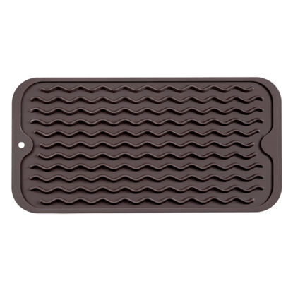 Picture of MicoYang Silicone Dish Drying Mat for Multiple Usage,Easy clean,Eco-friendly,Heat-resistant Silicone Mat for Kitchen Counter,Sink,Bar,Bottle,or Cup Coffee S 12 inches x 6 inches
