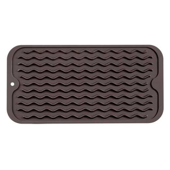 Picture of MicoYang Silicone Dish Drying Mat for Multiple Usage,Easy clean,Eco-friendly,Heat-resistant Silicone Mat for Kitchen Counter,Sink,Bar,Bottle,or Cup Coffee S 12 inches x 6 inches