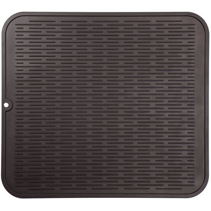 Picture of MicoYang Silicone Dish Drying Mat for Multiple Usage,Easy clean,Eco-friendly,Heat-resistant Silicone Mat for Kitchen Counter or Sink,Refrigerator or Drawer Liner Coffee XXL 24 inches x 18 inches