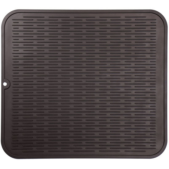 Picture of MicoYang Silicone Dish Drying Mat for Multiple Usage,Easy clean,Eco-friendly,Heat-resistant Silicone Mat for Kitchen Counter or Sink,Refrigerator or Drawer Liner Coffee XXL 24 inches x 18 inches