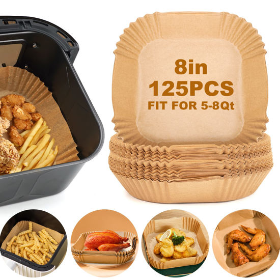 Air Fryer Liners Disposable Parchment Paper Liner Square 6.3 Inch for Small  Airfryer, 125 Pcs Baking Paper Liner Food Grade Air Fryer Disposable