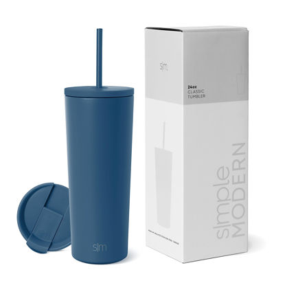 Picture of Simple Modern Insulated Tumbler with Lid and Straw | Iced Coffee Cup Reusable Stainless Steel Water Bottle Travel Mug | Gifts for Women Men Her Him | Classic Collection | 24oz | Slumberland