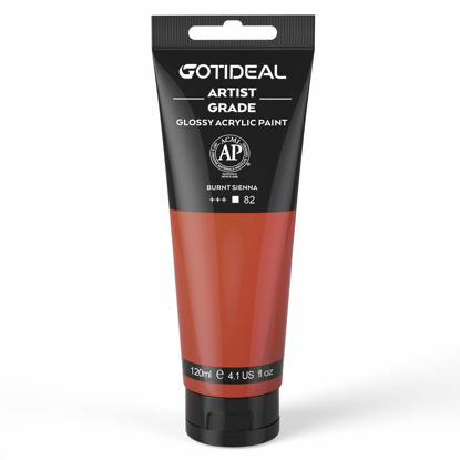 Picture of GOTIDEAL Acrylic Paint Burnt Sienna Tubes(120ml, 4.1 oz) Non Toxic Non Fading,Rich Pigments for Painters, Adults & Kids, Ideal for Canvas Wood Clay Fabric Ceramic Craft Supplies (Burnt Sienna)