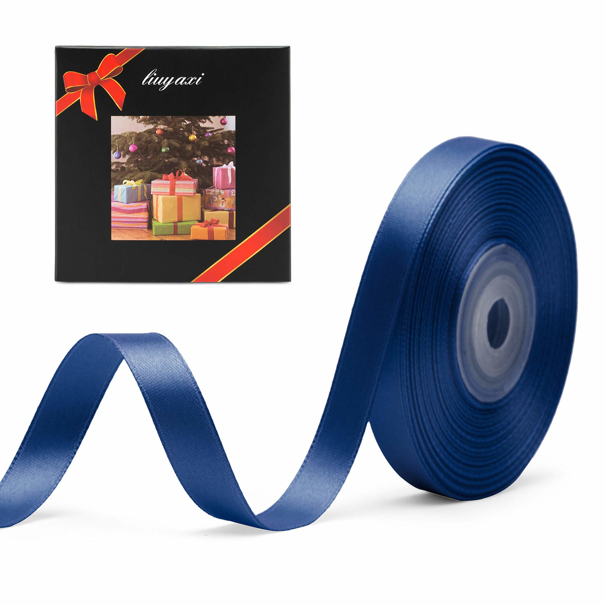 GetUSCart- Solid Color Double Faced Navy Blue Satin Ribbon 3/8