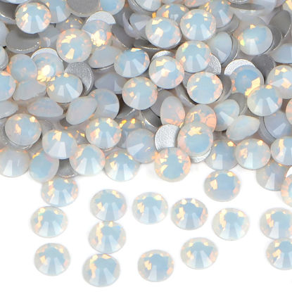 Picture of 1440PCS Art Nail Rhinestones non Hotfix Glue Fix Round Crystals Glass Flatback for DIY Jewelry Making with one Picking Pen (ss20 1440pcs, White Opal)