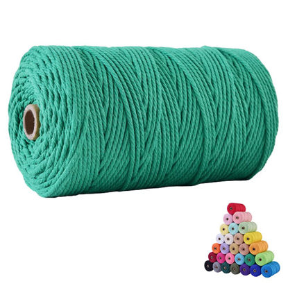 Picture of FLIPPED 100% Natural Cotton Macrame Cord,3mm x220 Yards Macrame Cords Colored Cotton Rope Craft Cord for DIY Crafts Knitting Plant Hangers Christmas Wedding Decor (Deep Green, 3mm220yards)