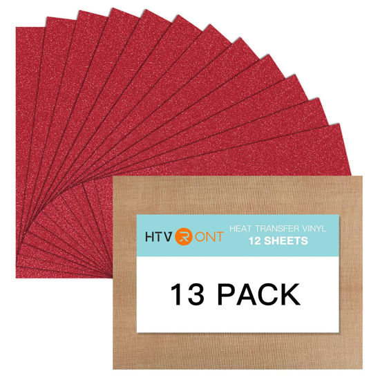 GetUSCart- HTVRONT Red Glitter HTV Heat Transfer Vinyl Bundle: 13 Pack 12  x 10 Red Glitter Iron on Vinyl for T-Shirt, Red Glitter Heat Transfer Vinyl  for Cricut, Silhouette Cameo or Heat