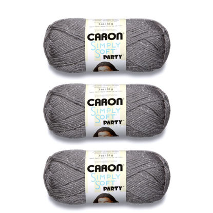 Picture of Caron Simply Soft Party Platinum Sparkle Yarn - 3 Pack of 85g/3oz - Acrylic - 4 Medium (Worsted) - 164 Yards - Knitting/Crochet