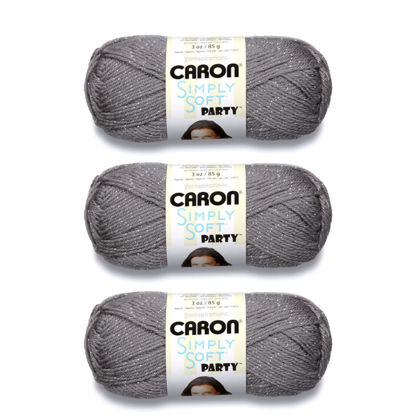 Picture of Caron Simply Soft Party Platinum Sparkle Yarn - 3 Pack of 85g/3oz - Acrylic - 4 Medium (Worsted) - 164 Yards - Knitting/Crochet
