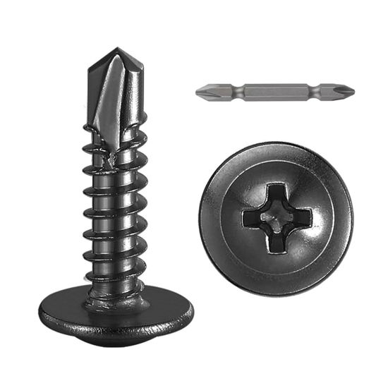 Picture of Wensilon (300Pcs)#8×3/4” for Sheet Metal Self-Tapping Screws 410 Black Stainless Steel Truss Head High-Strength Quick Tapping