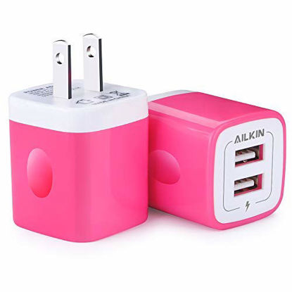 Picture of Charger Plug, USB Wall Charger, Ailkin USB Charging Block Base Box Cube Outlet Power Adapter for LG, Samsung Galaxy, Kindle, Moto, Huawei, HTC, ZTE, Xiaomi, iPhone, Fast Charging USB Charger Brick