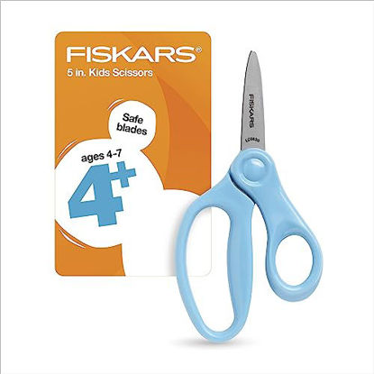 Picture of Fiskars 5" Pointed-Tip Scissors for Kids 4-7 - Scissors for School or Crafting - Back to School Supplies - Turquoise