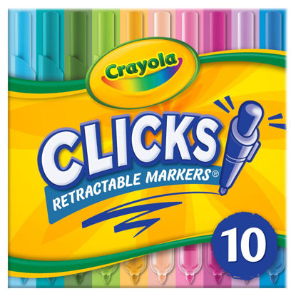 Picture of Crayola Washable Markers with Retractable Tips, Clicks, School Supplies, 10 Count, Gifts for Kids