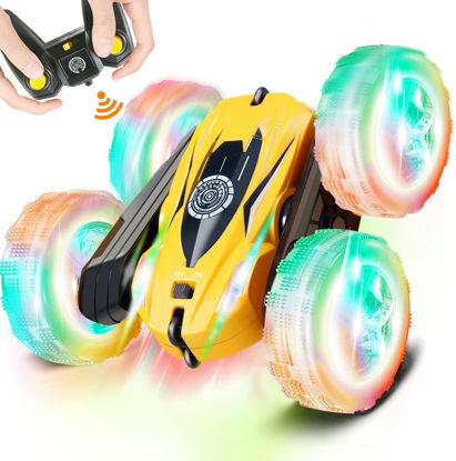 Picture of Remote Control Car for Boys 6-12: 360° Rotating RC Stunt Cars with Wheel Lights and Headlights 4WD 2.4Ghz Double-Sided Fast Rechargeable Electric RC Cars Gift for 6 7 8 9 10 11 12 Year Old Kids Girls