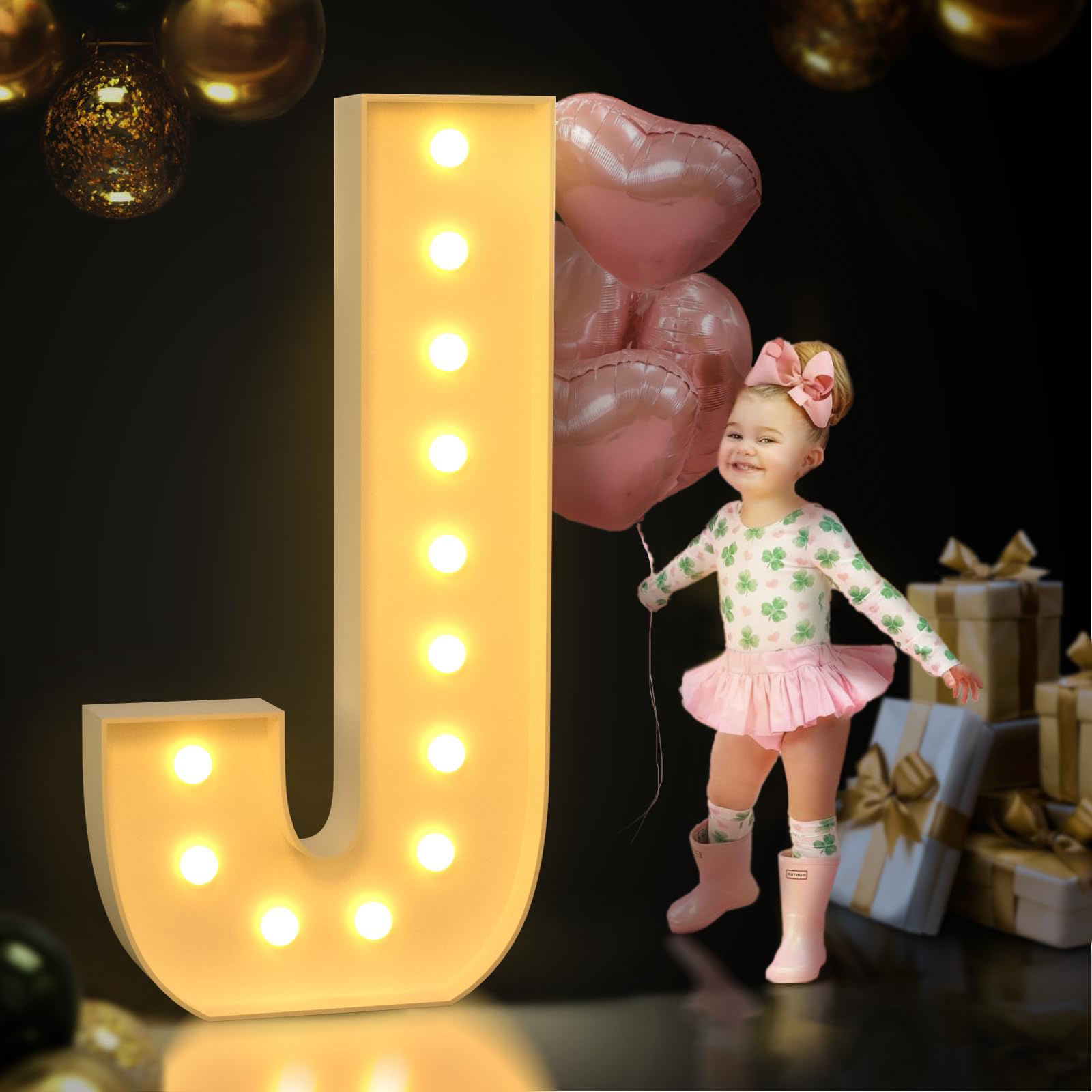Marquee Light Up Letters FunHot - 3.4 FT Gold GRAD Letters With Lights ...