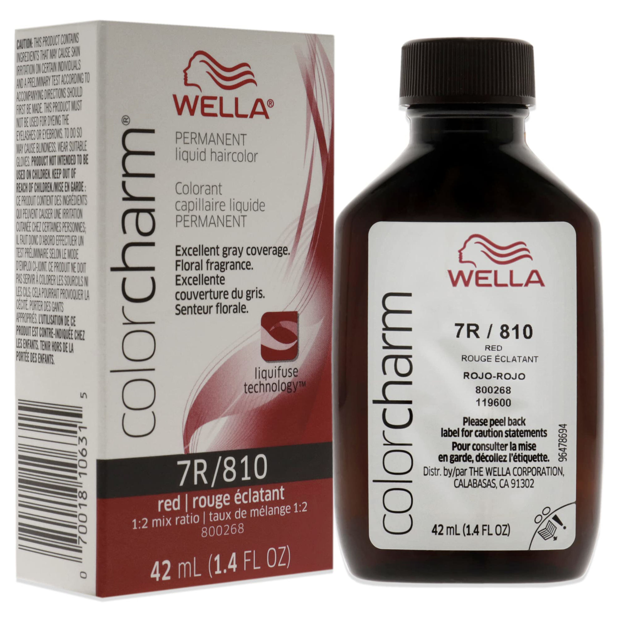 GetUSCart WELLA Color Charm Permanent Liquid Hair Color for Gray Coverage, 7R Red