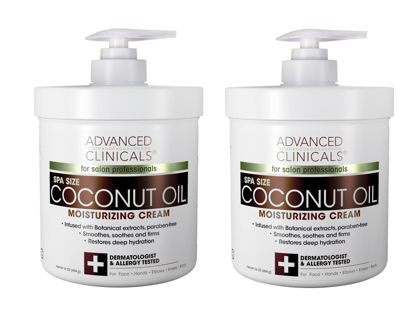 Picture of Advanced Clinicals Coconut Body Lotion Moisturizing Cream & Face Lotion For Women & Men | Coconut Lotion | Natural Coconut Oil Cream Skin Care Moisturizer Body Butter Balm For Dry Skin, 16Oz, 2-Pack