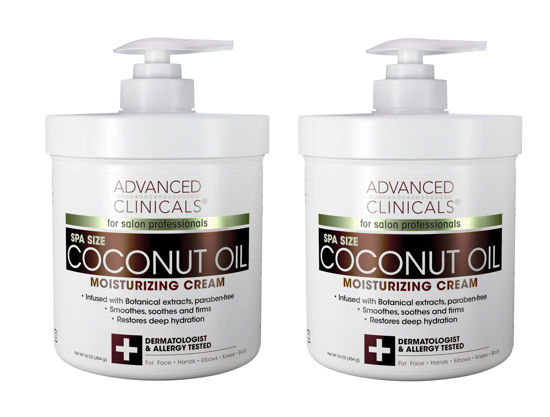 Picture of Advanced Clinicals Coconut Body Lotion Moisturizing Cream & Face Lotion For Women & Men | Coconut Lotion | Natural Coconut Oil Cream Skin Care Moisturizer Body Butter Balm For Dry Skin, 16Oz, 2-Pack